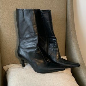 Black Leather heeled boots